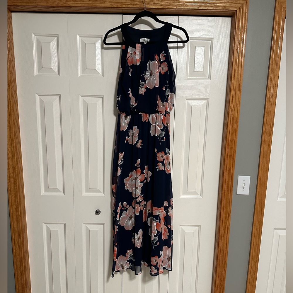 Blue Maxi Dress w/ Flowers